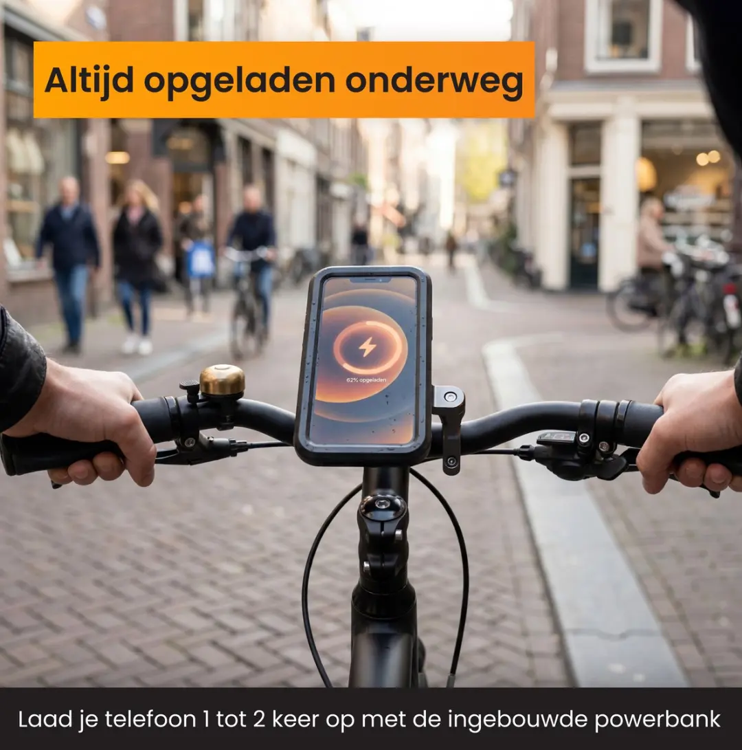 R2B Telefoonhouder Fiets Powerbank 5000mAh - Zwart