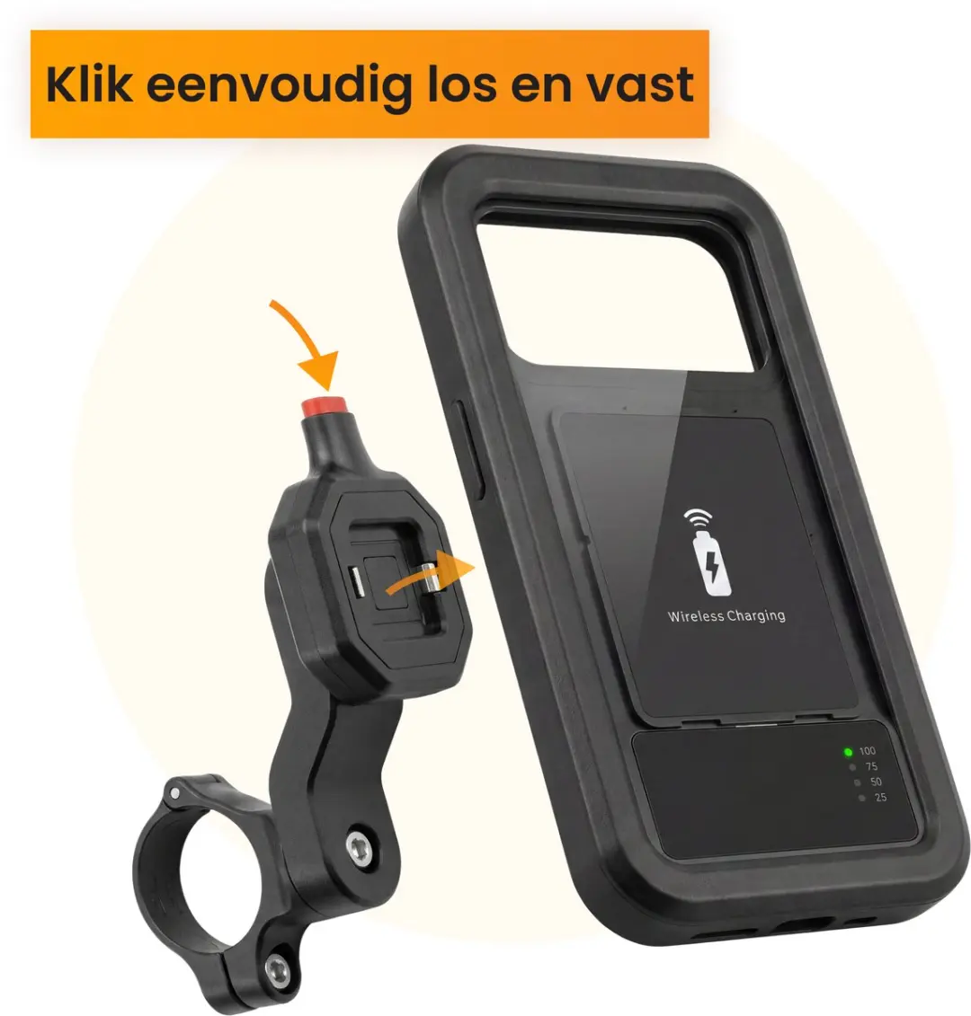 R2B Telefoonhouder Fiets Powerbank 5000mAh - Zwart - afbeelding 6 van 6