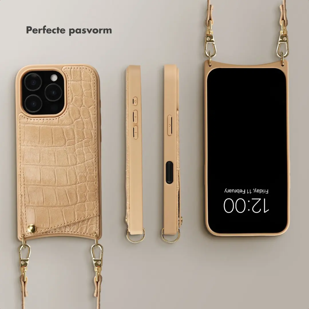 Selencia Croco Backcover iPhone 16 Pro - Toasted Almond