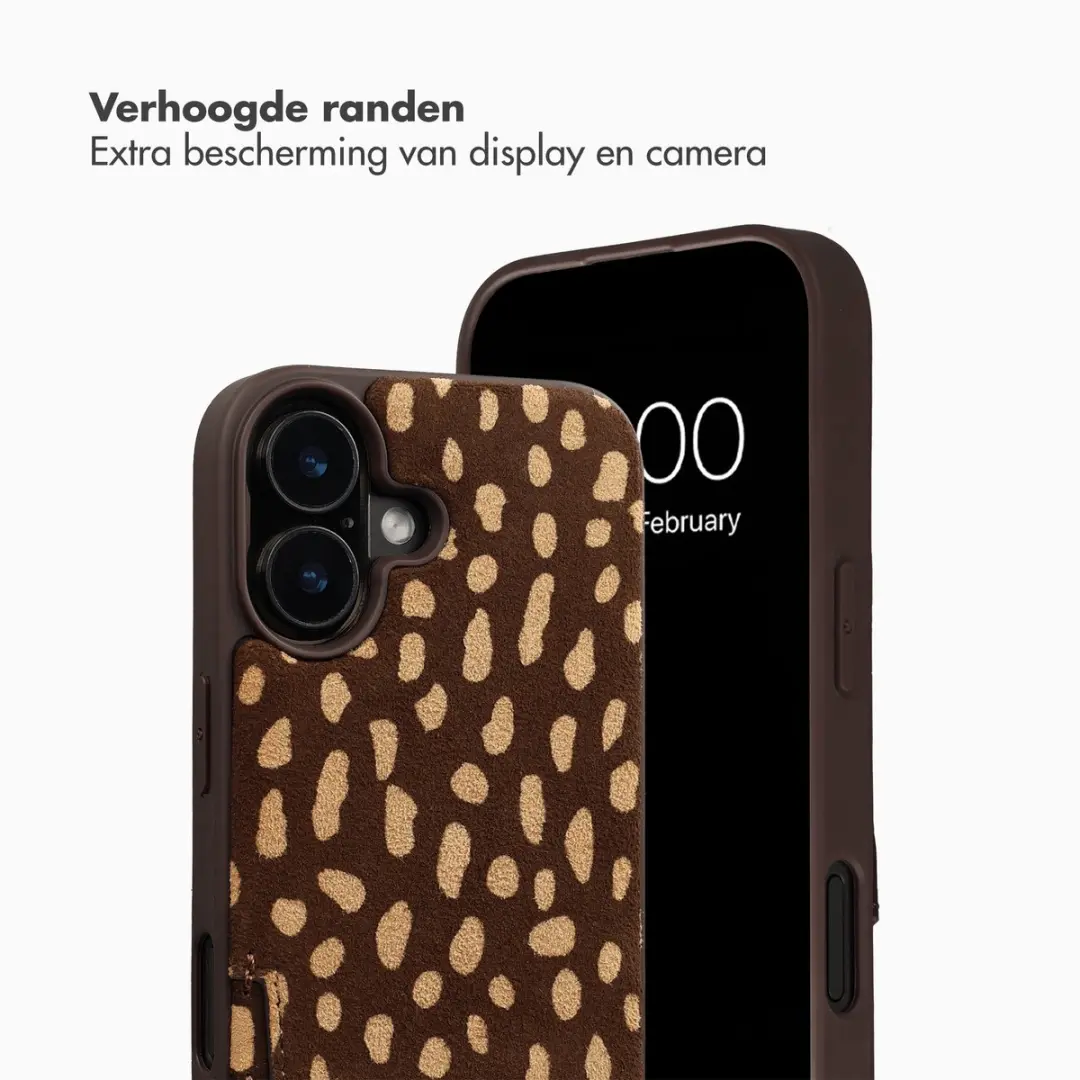 Selencia Hoesje iPhone 17 Real Leather Backcover - 2 Pasjes - Fawn Chic