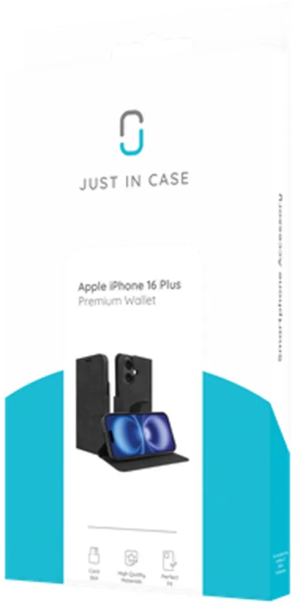 Just in Case iPhone 16 Plus Hoesje 8332783 - Pasjeshouder - Zwart