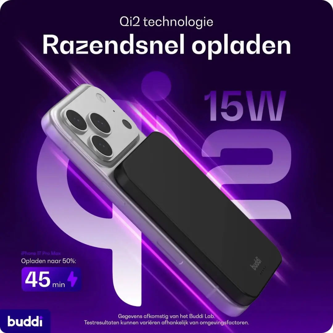 Buddi Connect Pro Powerbank 5000mAh - Ultra Dun - Zwart