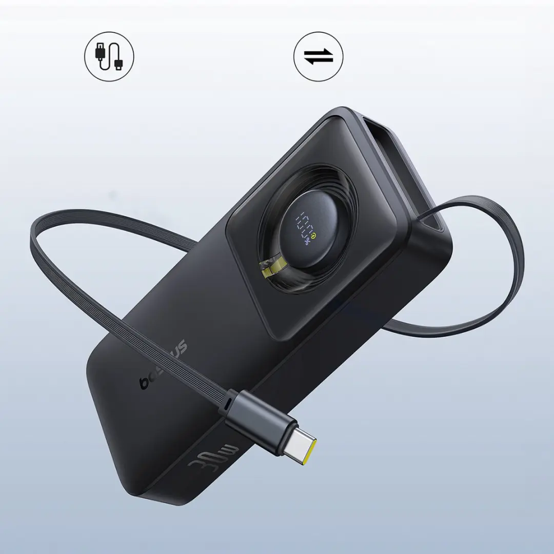 Baseus Free2Pull Powerbank 10000mAh 30W - Zwart