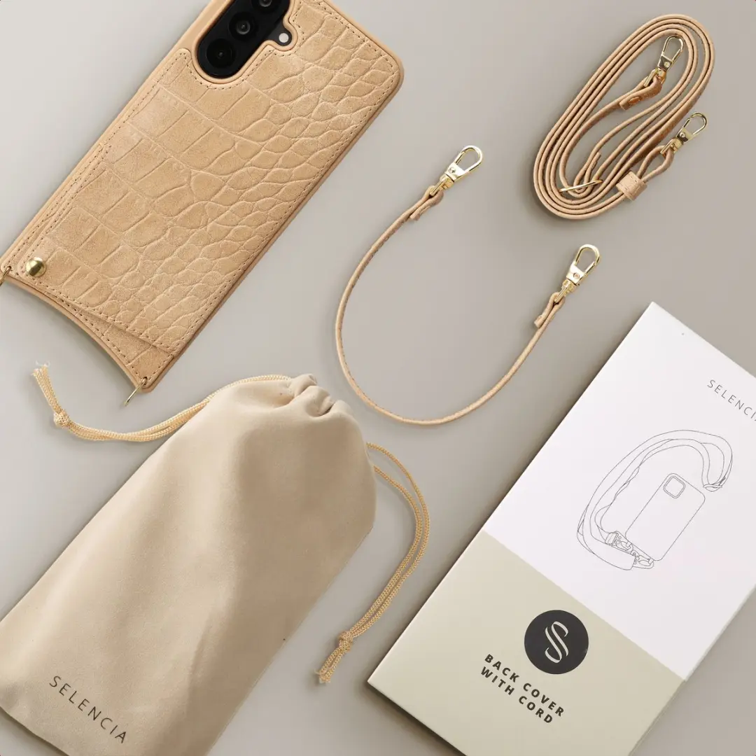 Selencia Croco Backcover Samsung Galaxy A36 - 2 Pasjes - Toasted Almond