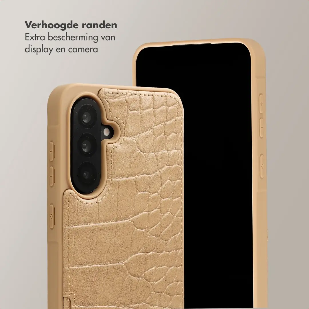 Selencia Croco Backcover Samsung Galaxy A36 - 2 Pasjes - Toasted Almond