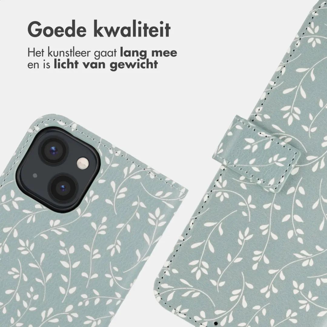 Imoshion iPhone 13 Hoesje Smoke Green Flowers - 3 Pasjes