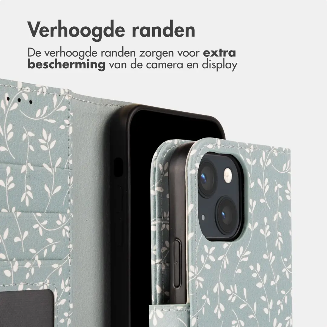 Imoshion iPhone 13 Hoesje Smoke Green Flowers - 3 Pasjes