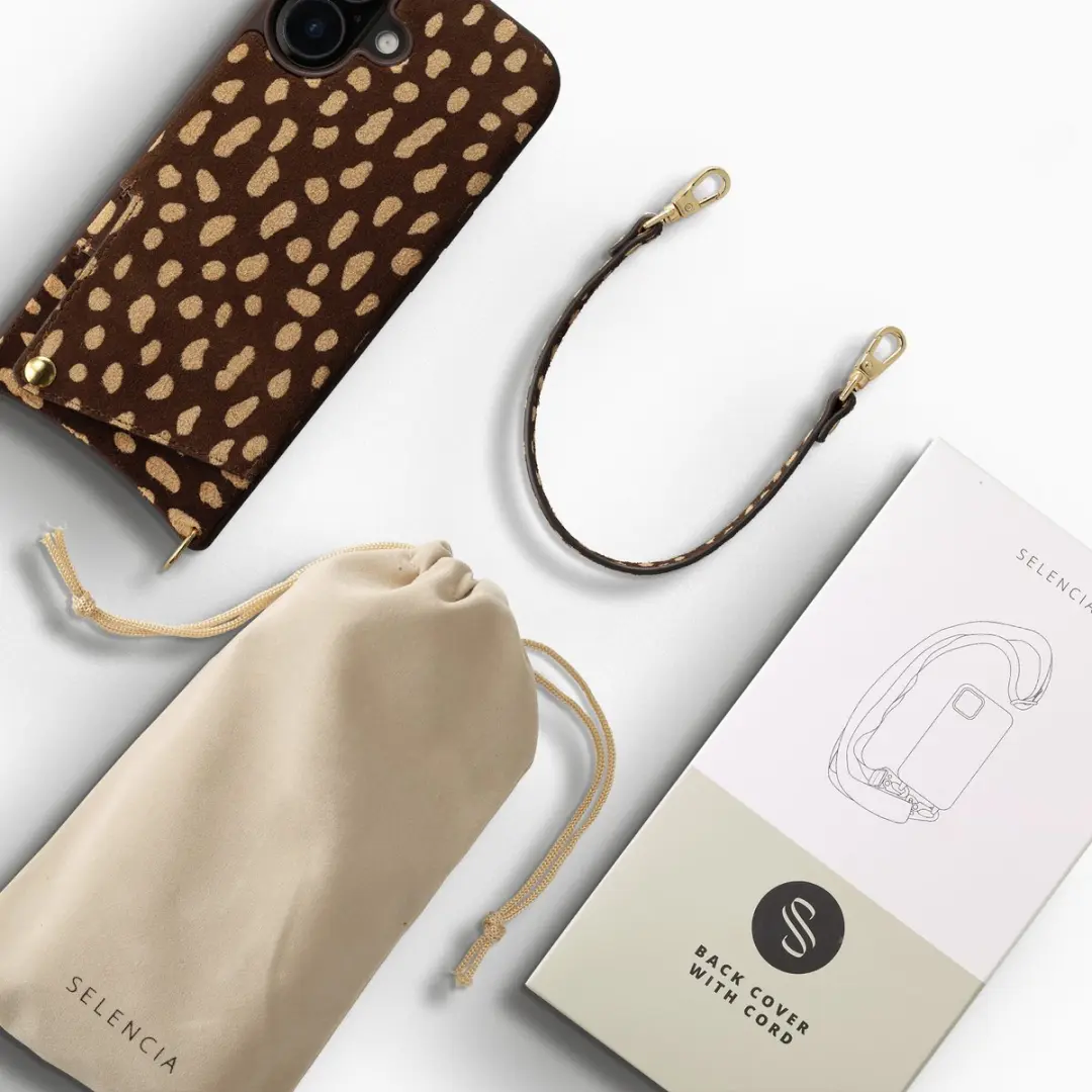 Selencia Hoesje iPhone 16 Real Leather Backcover - Fawn Chic