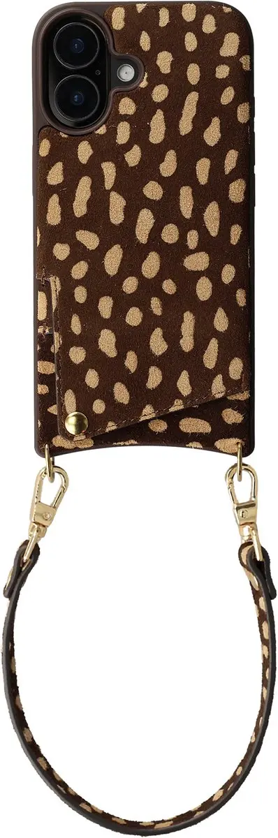 Selencia Hoesje iPhone 16 Real Leather Backcover - Fawn Chic