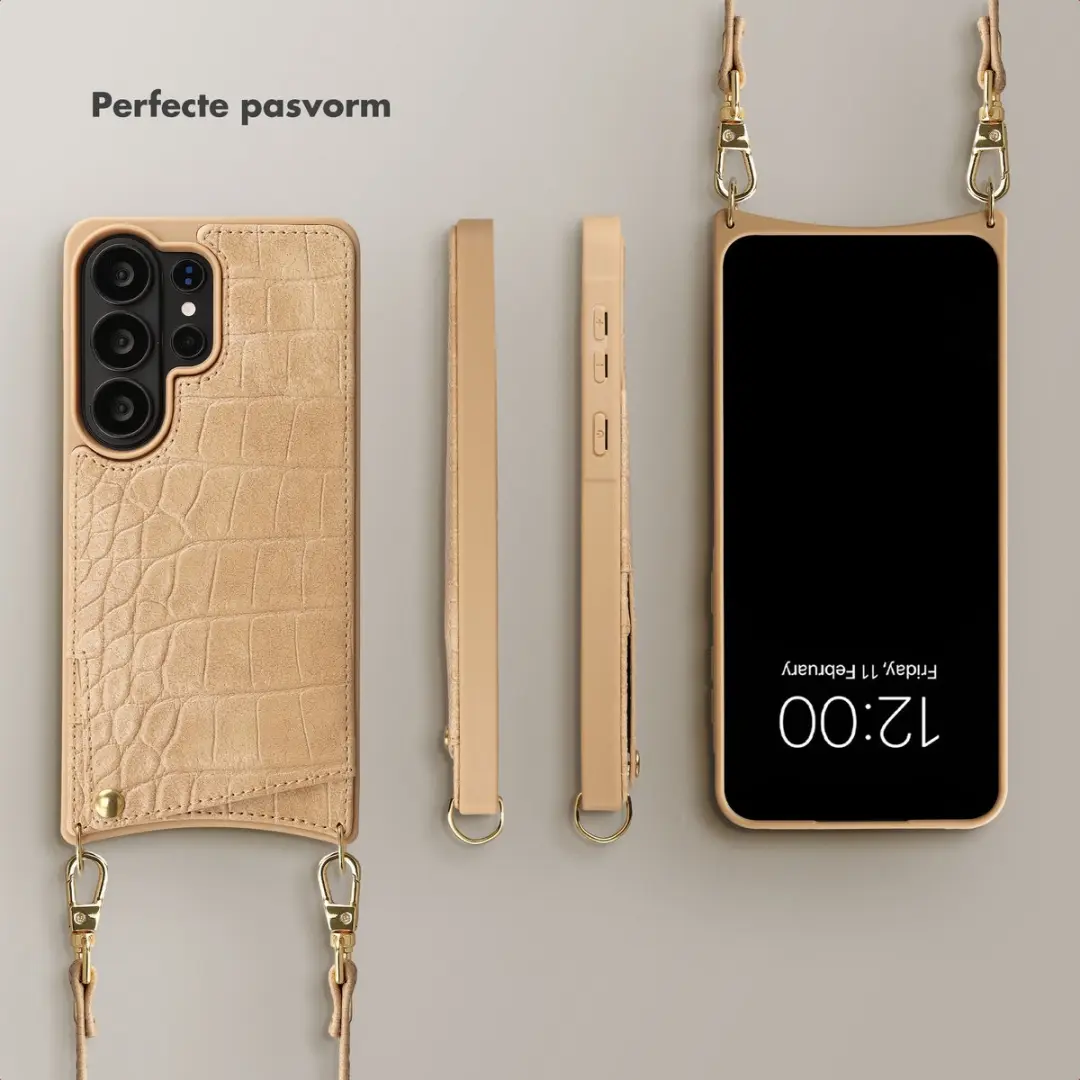 Selencia Croco Backcover Hoesje S26 Ultra - Toasted Almond
