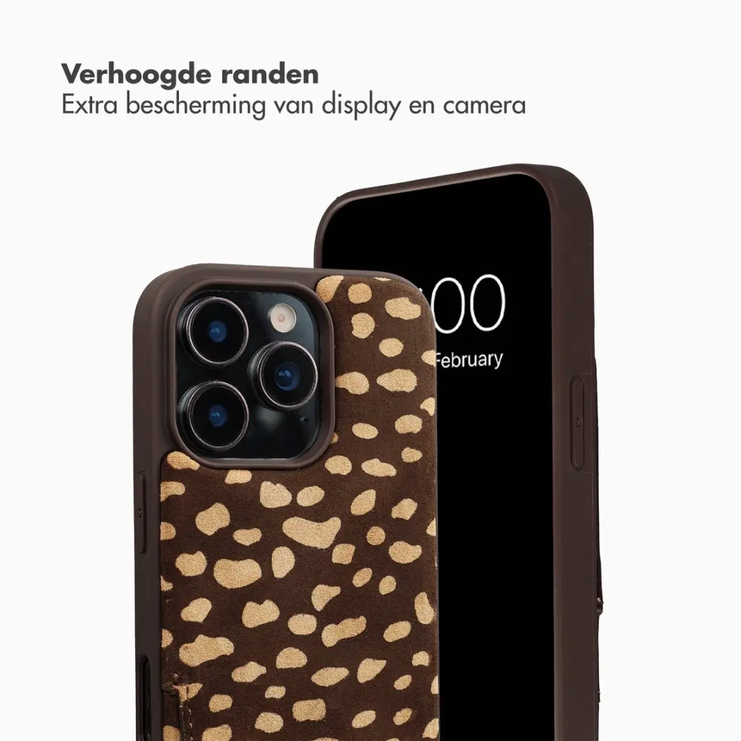 Selencia Hoesje iPhone 16 Pro - Real Leather Fawn Chic - 2 Pasjes