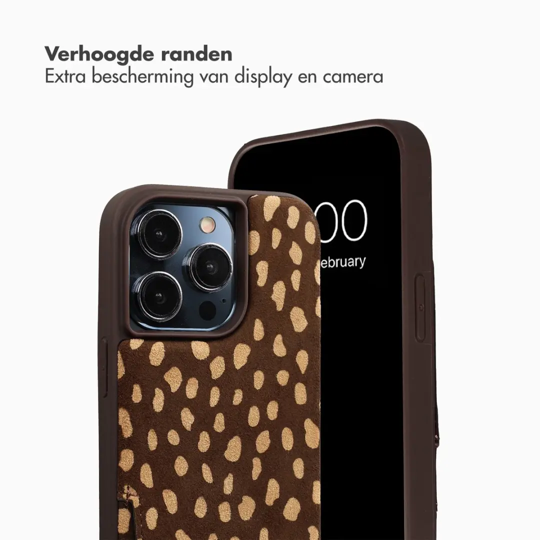 Selencia Hoesje iPhone 14 Pro - Real Leather Fawn Chic - 2 Pasjes