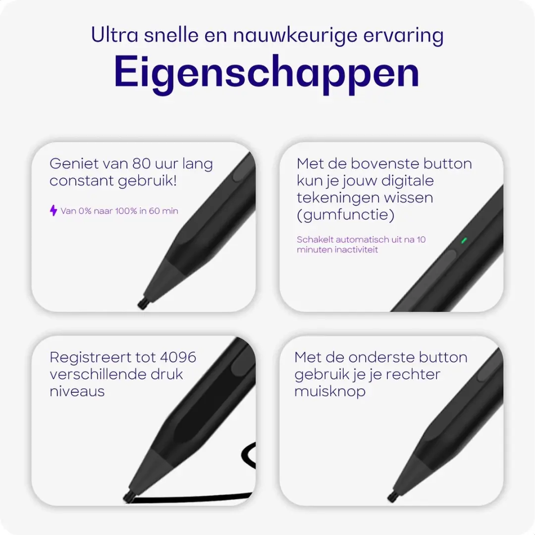 Buddi Aide MPP 2 Stylus Pen - Zwart - USB-C