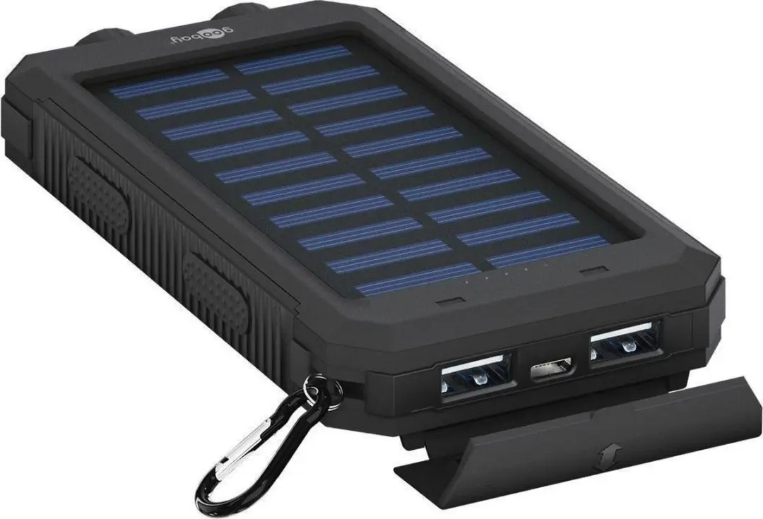 Goobay 49216 Solar Powerbank 8000mAh - 2x USB-A 2A - Zwart
