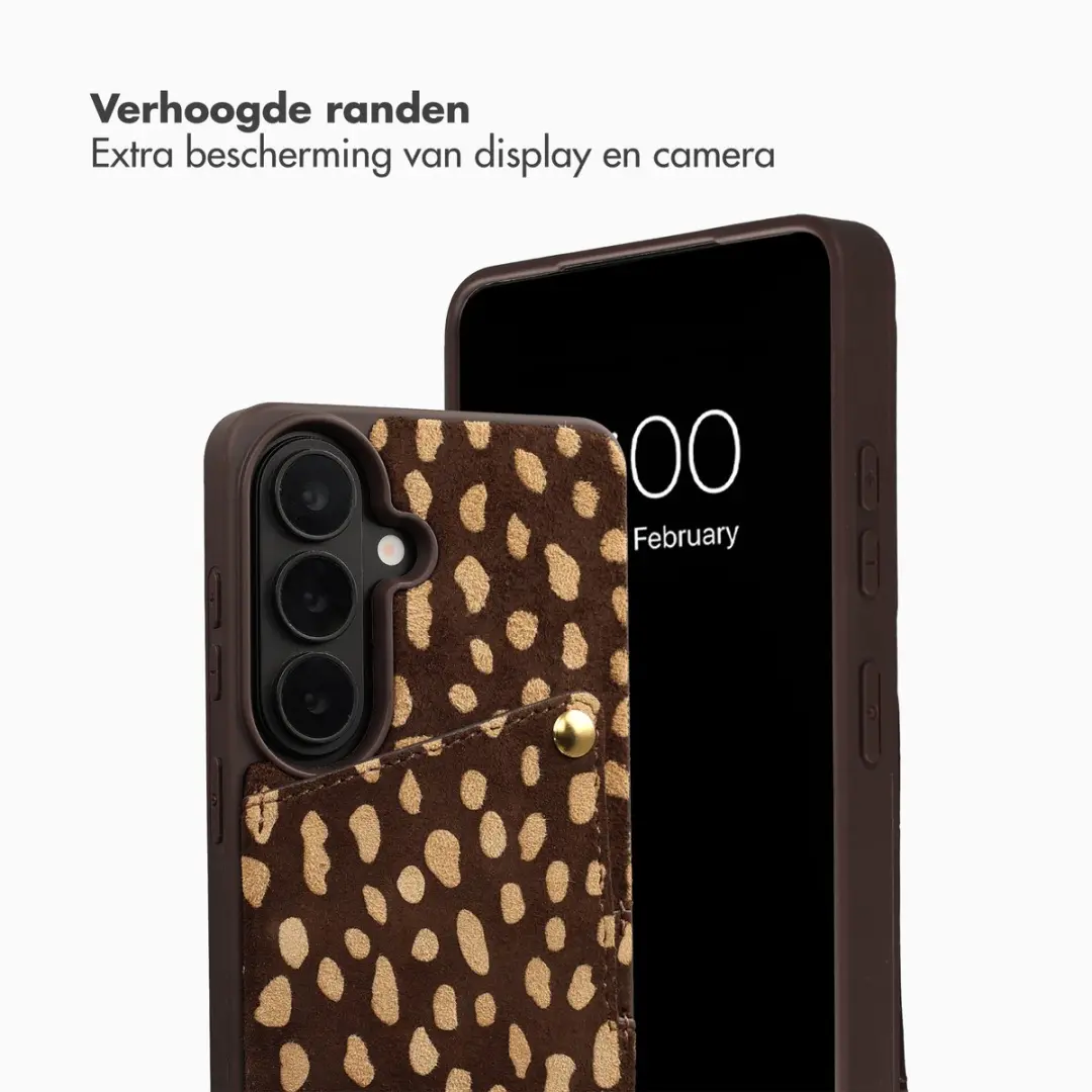 Selencia Hoesje Samsung Galaxy S25 - Real Leather Backcover Fawn Chic