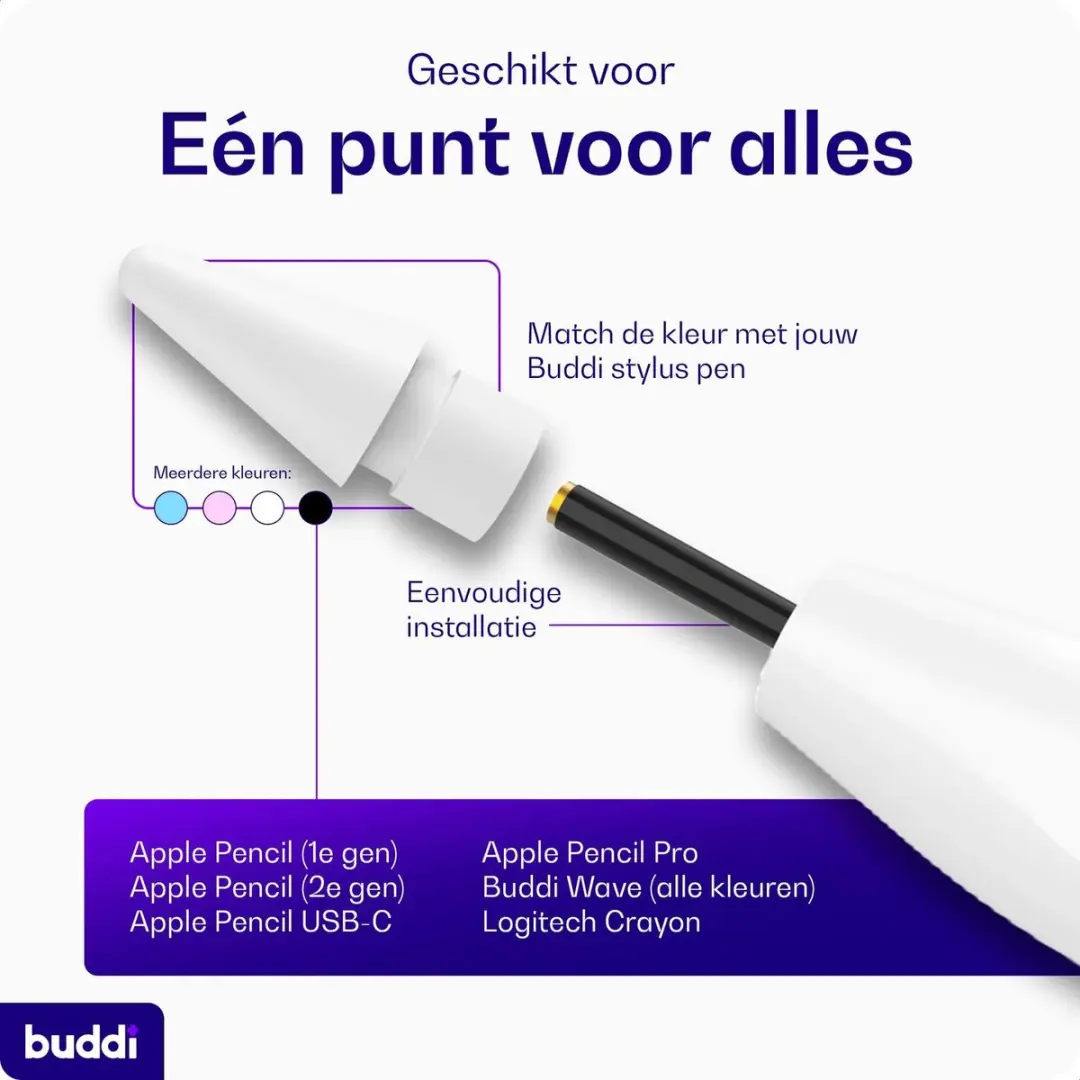 Buddi Replacement Tips voor Apple Pencil - Set van 3 - Zwart