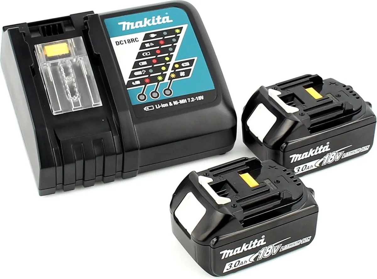 Makita DGA 517 RFJ Haakse Slijper 125mm - 2x 3.0Ah Accu + Lader