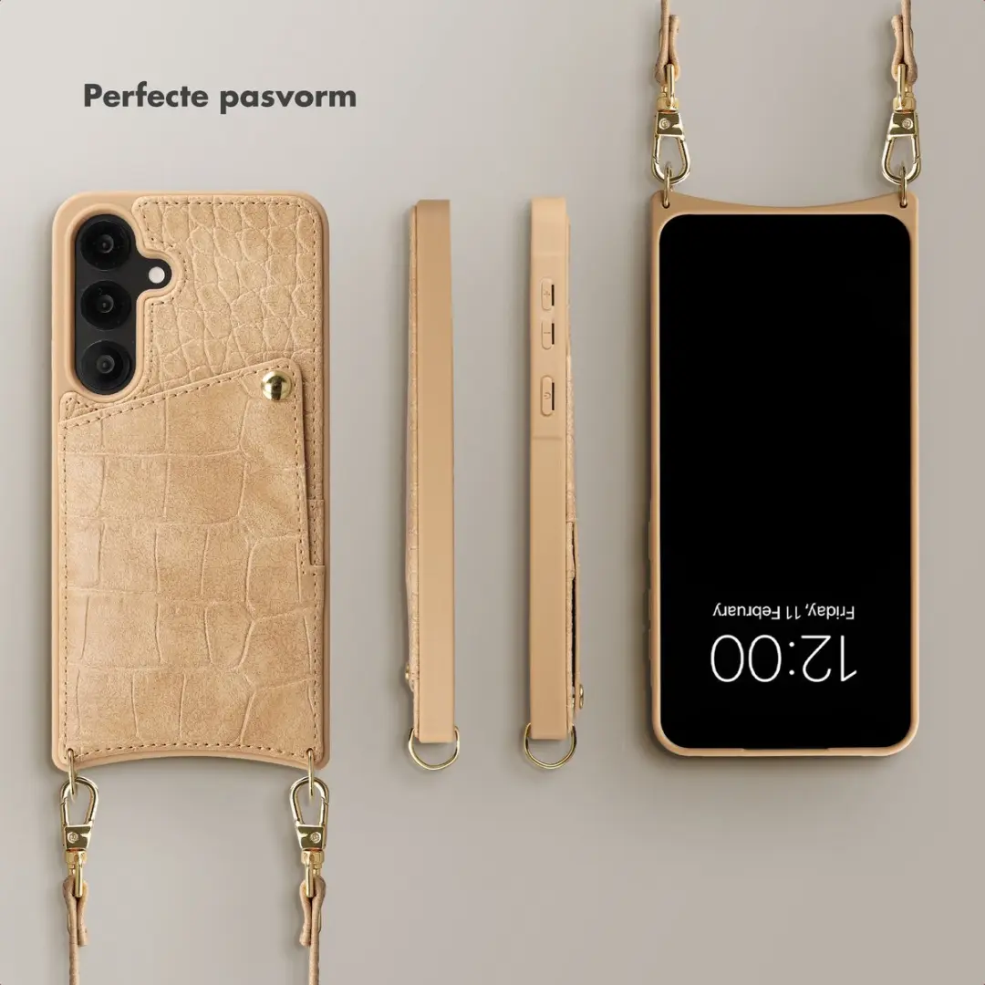 Selencia Croco Backcover Hoesje S24/S25 - Toasted Almond