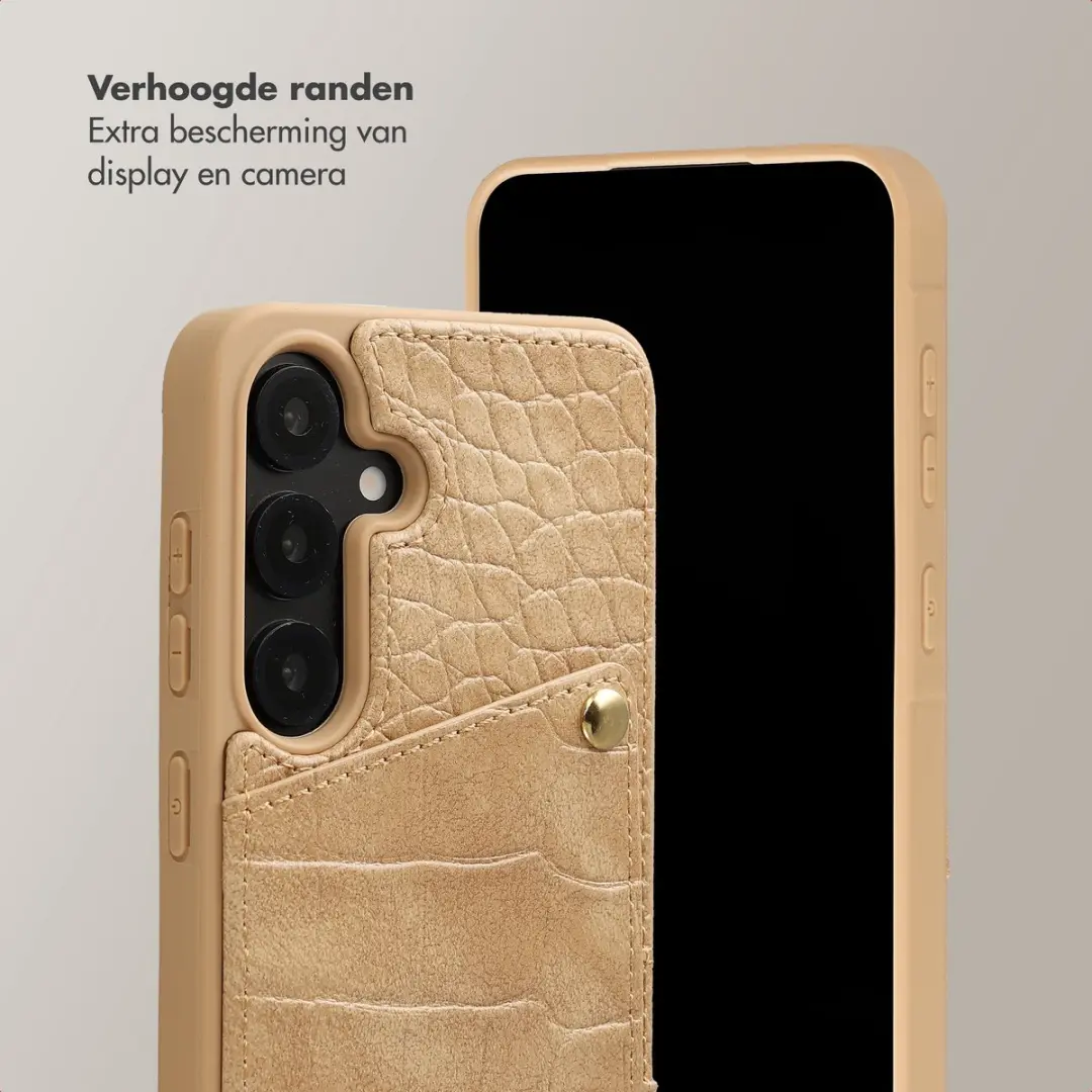 Selencia Croco Backcover Hoesje S24/S25 - Toasted Almond