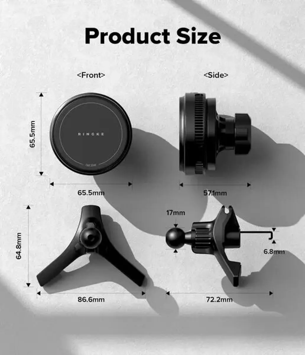 Ringke Qi2 Peltier Magnetische Telefoonhouder Auto - 25W - Zwart