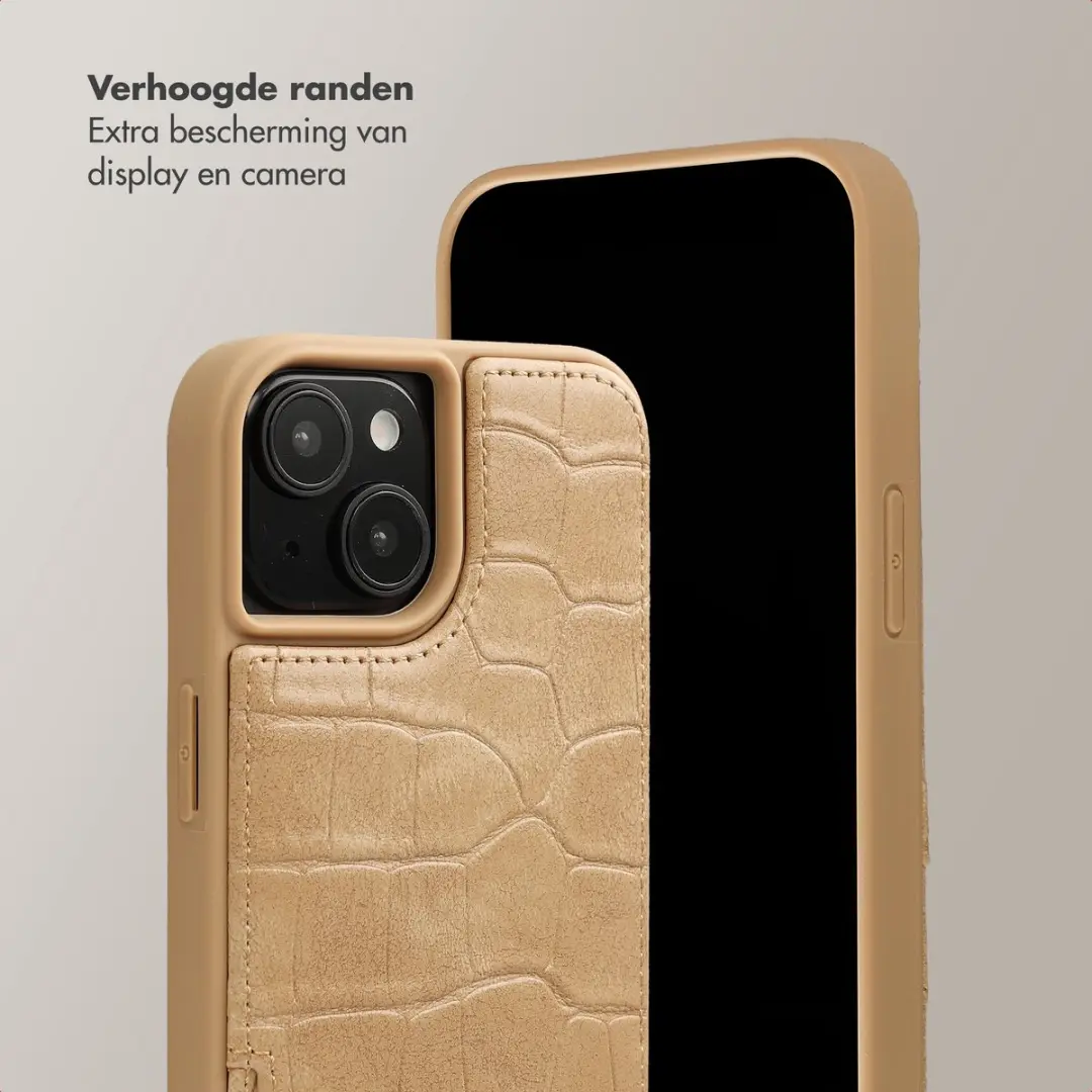 Selencia Croco Backcover iPhone 15 - Toasted Almond