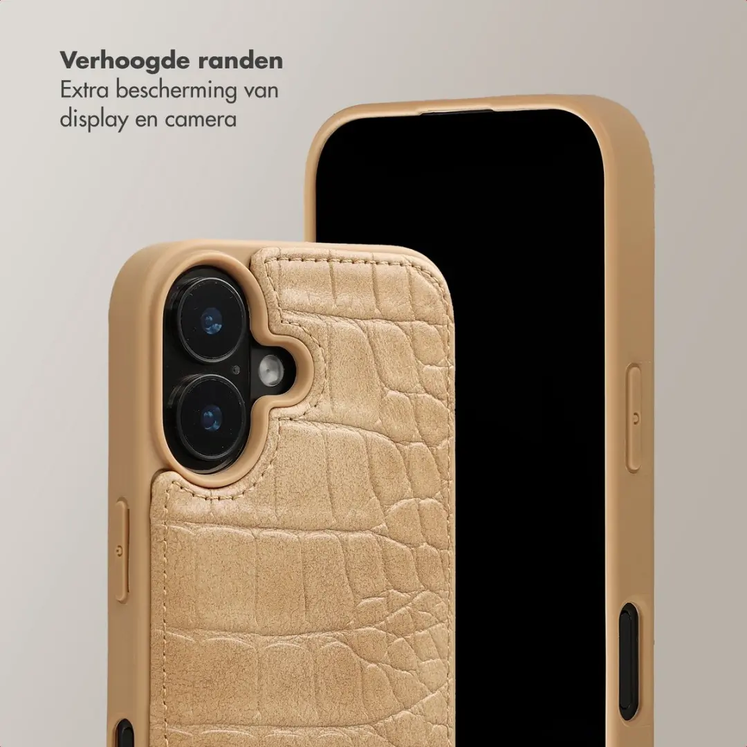 Selencia Croco Backcover iPhone 16 - Toasted Almond