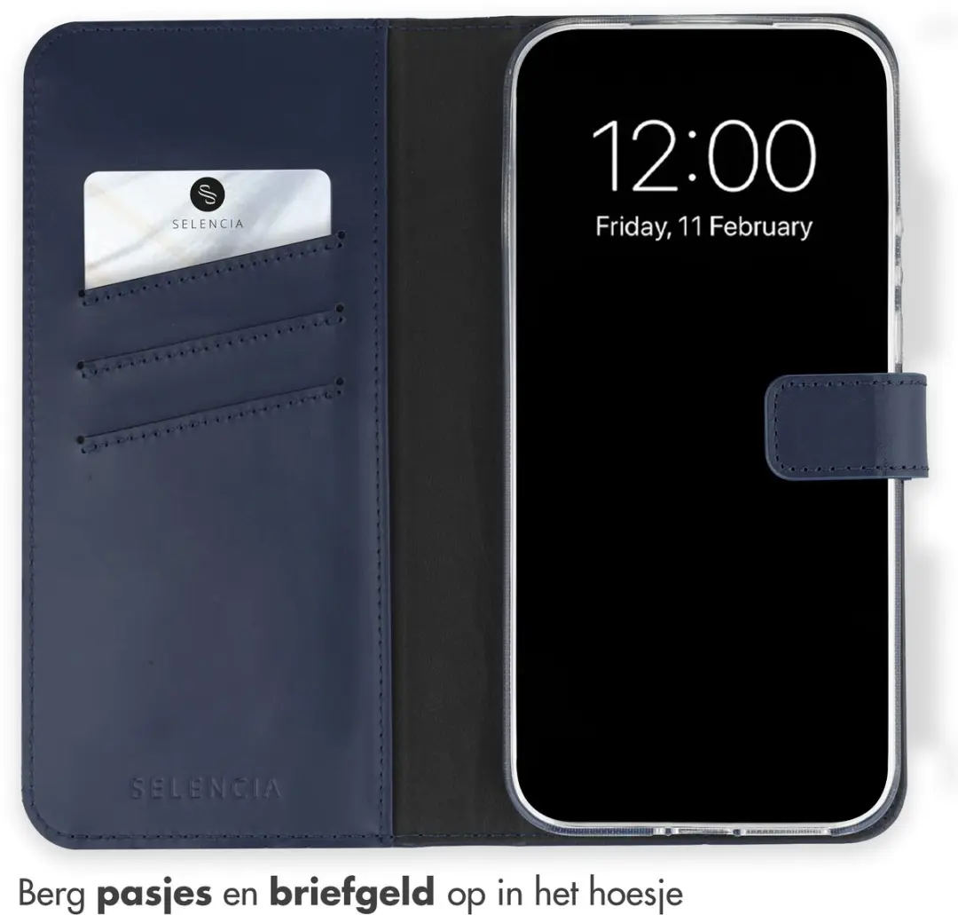 Selencia Hoesje Xiaomi 17 Ultra - Donkerblauw Lederen Bookcase - 3 Pasjes
