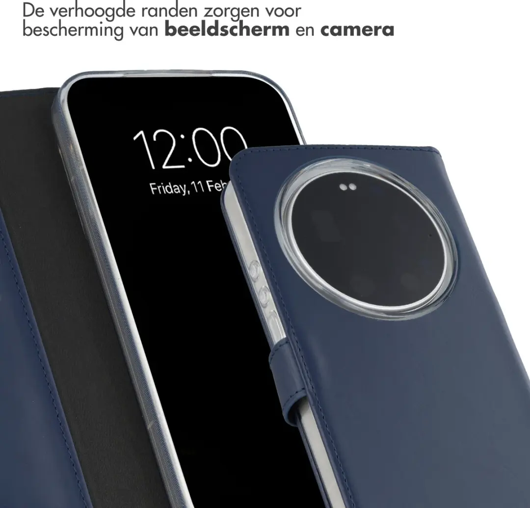 Selencia Hoesje Xiaomi 17 Ultra - Donkerblauw Lederen Bookcase - 3 Pasjes