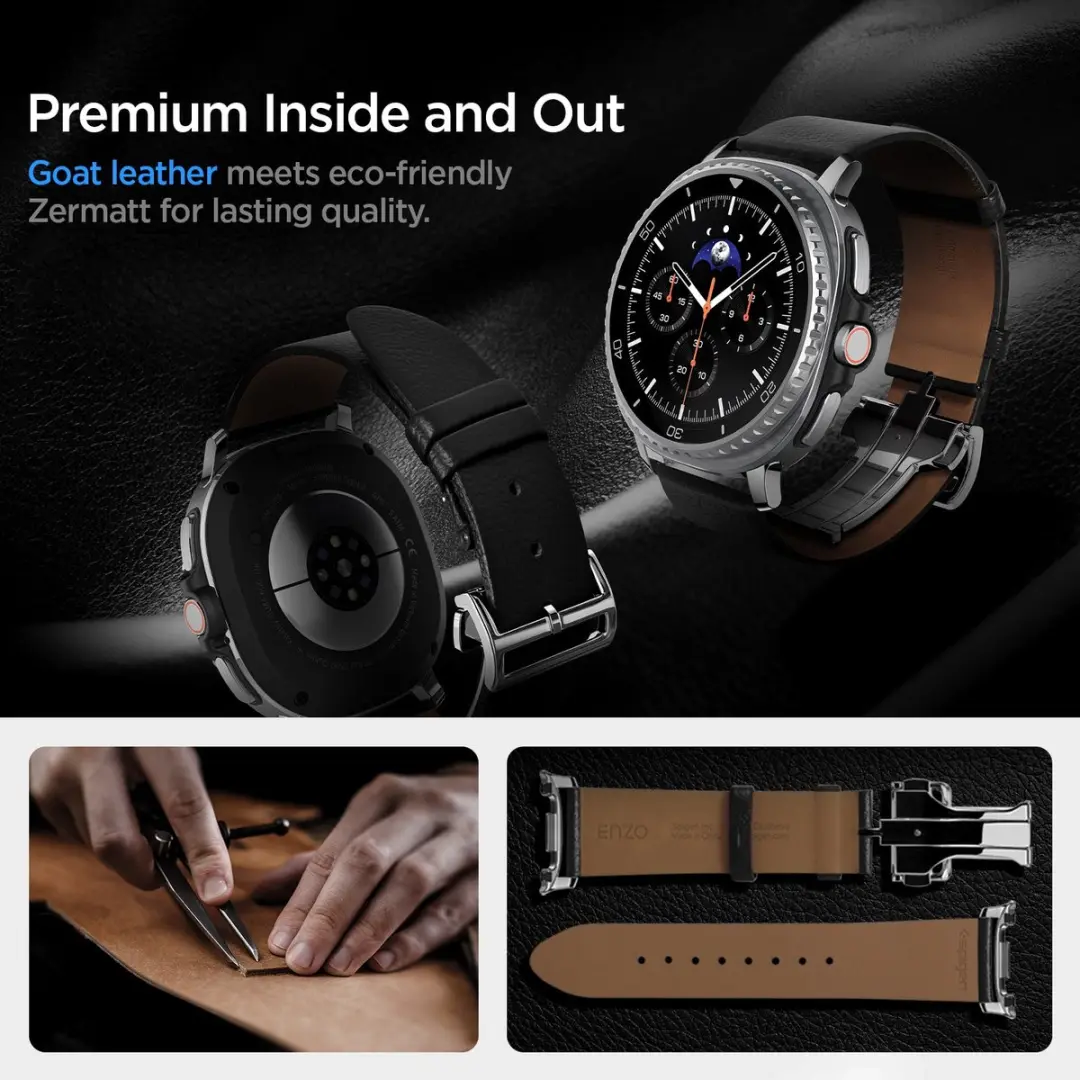 Spigen Enzo Horlogebandje Samsung Galaxy Watch 8 Classic - 20mm - Zwart