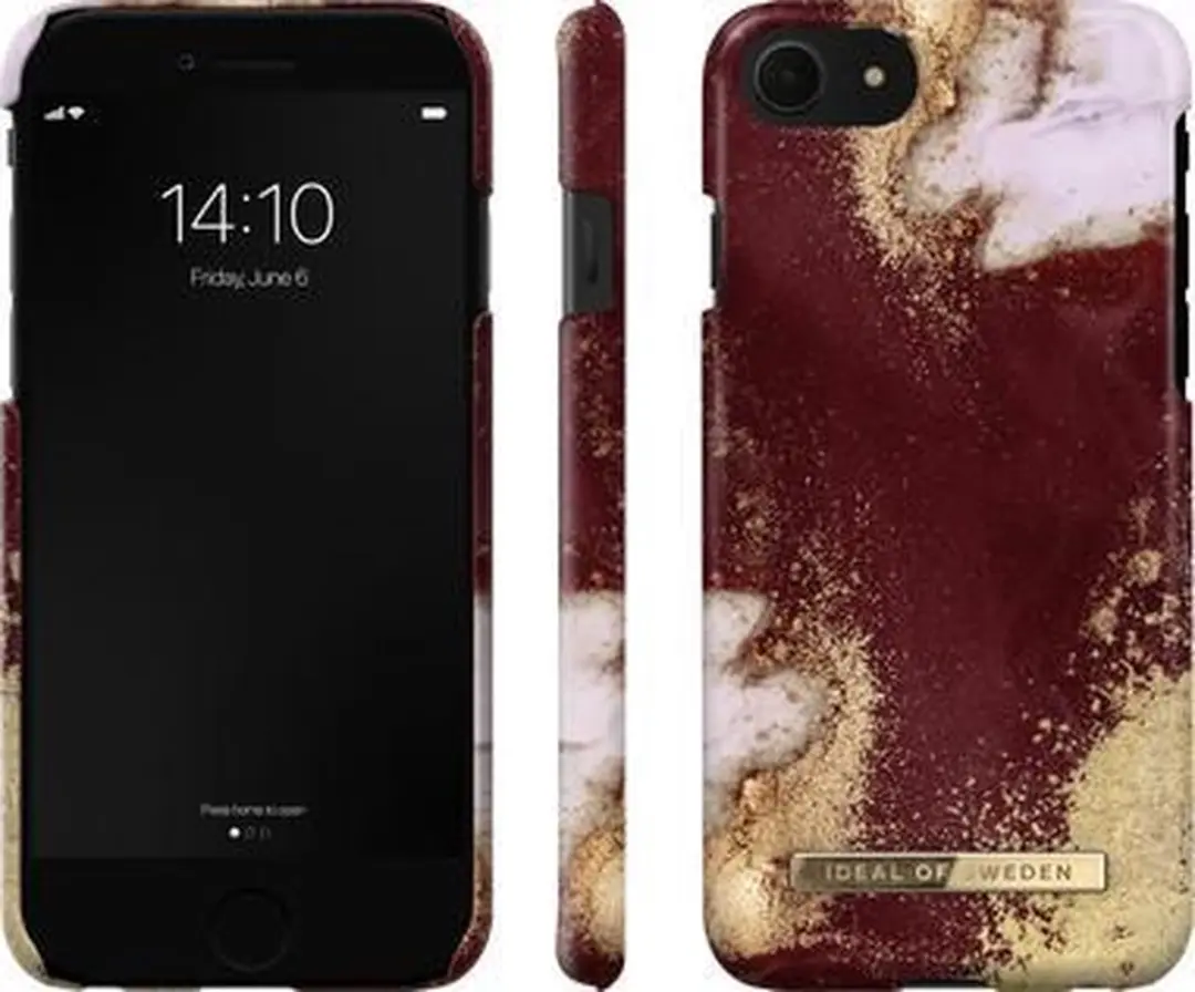 iDeal of Sweden Fashion Case iPhone 8/7/6/6s/SE - Golden Burgundy Marble - afbeelding 3 van 6