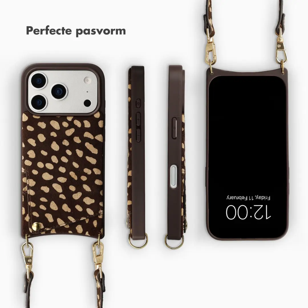Selencia Hoesje iPhone 17 Pro - Real Leather Fawn Chic - 2 Pasjes