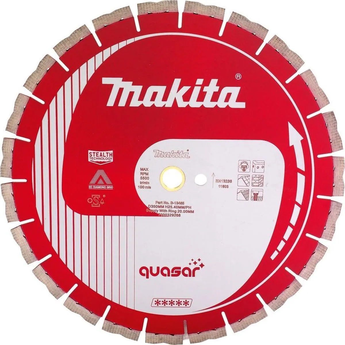 Makita B-13459 Diamantschijf 300x20x3,0mm - Rood