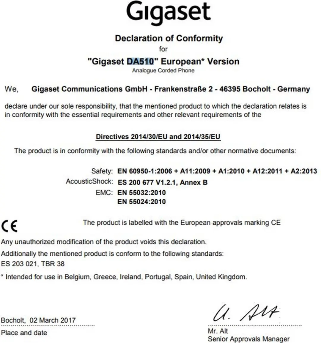 Gigaset DA510 Analoge Telefoon - Wit