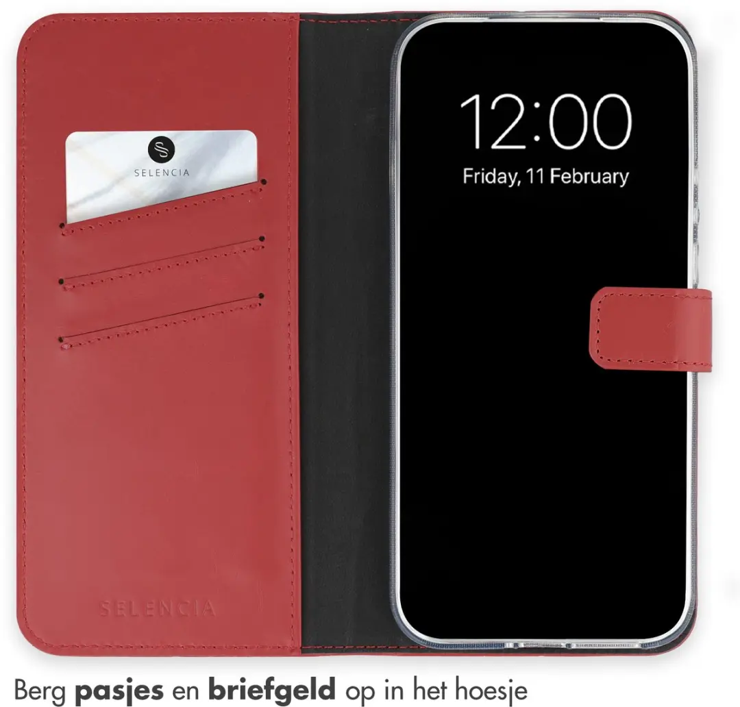 Selencia Hoesje Xiaomi 17 Ultra - Echt Lederen Bookcase Rood