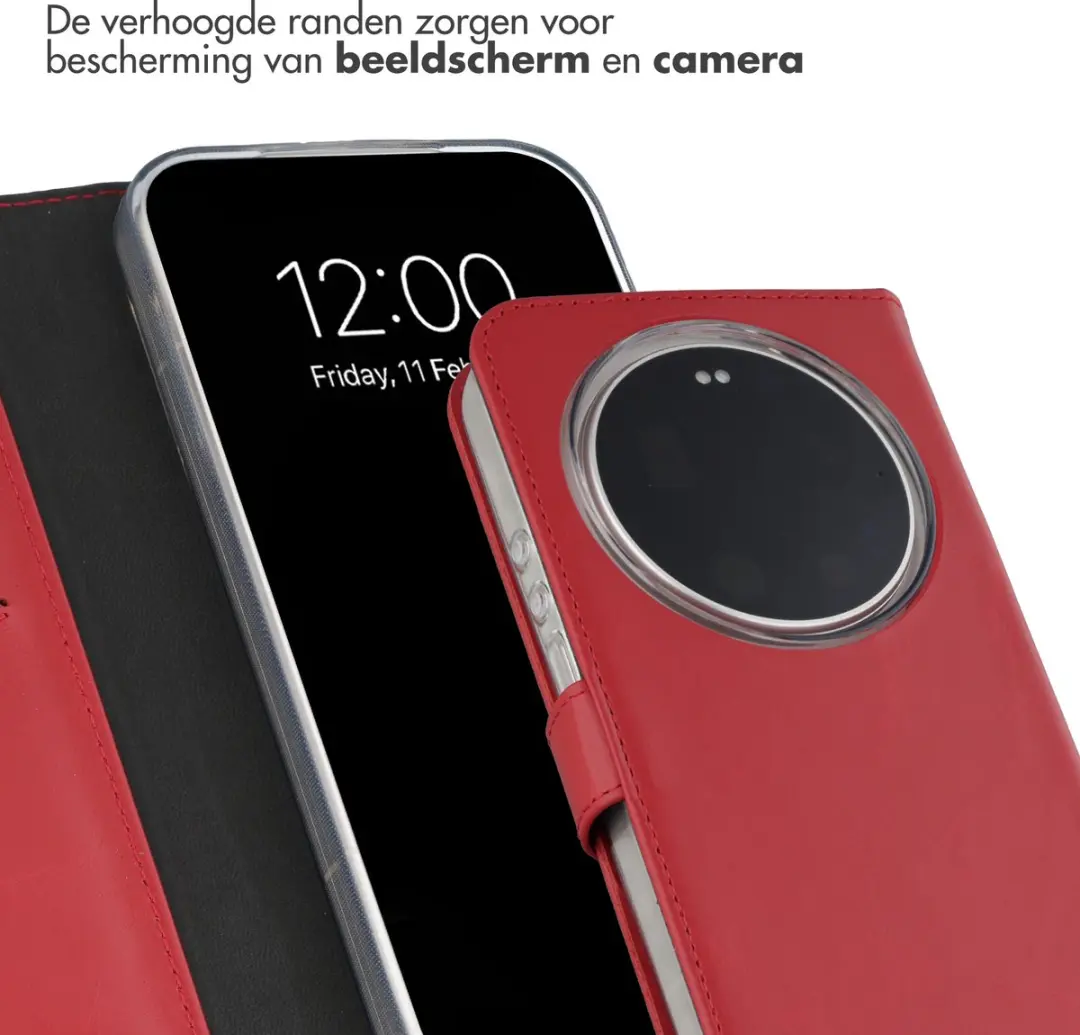 Selencia Hoesje Xiaomi 17 Ultra - Echt Lederen Bookcase Rood