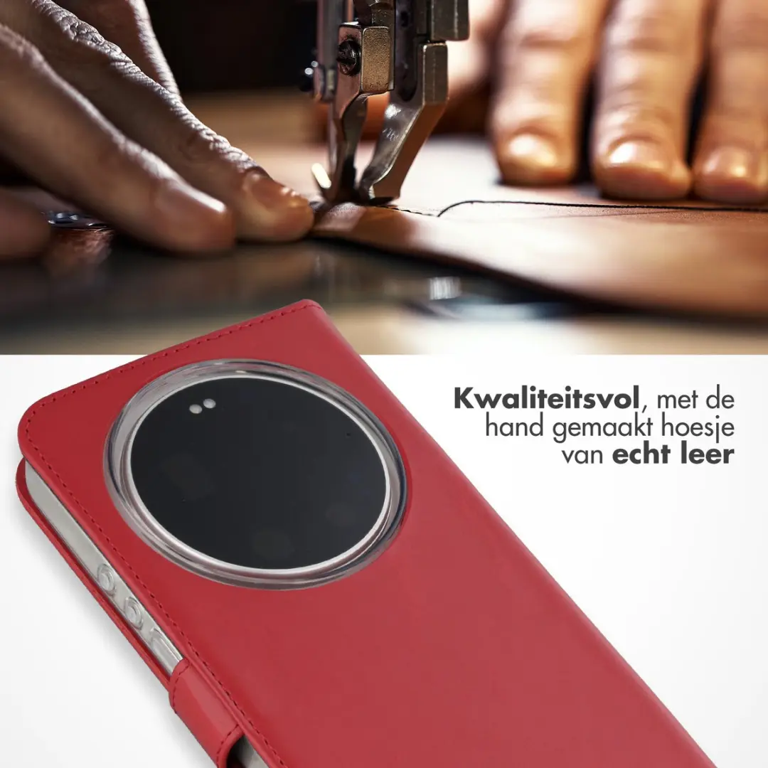 Selencia Hoesje Xiaomi 17 Ultra - Echt Lederen Bookcase Rood