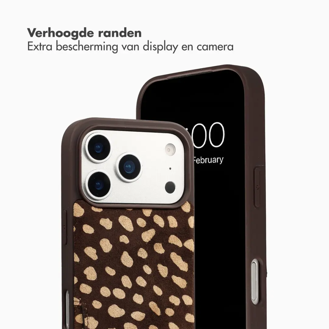 Selencia Hoesje iPhone 17 Pro Max - Real Leather Fawn Chic - 2 Pasjes