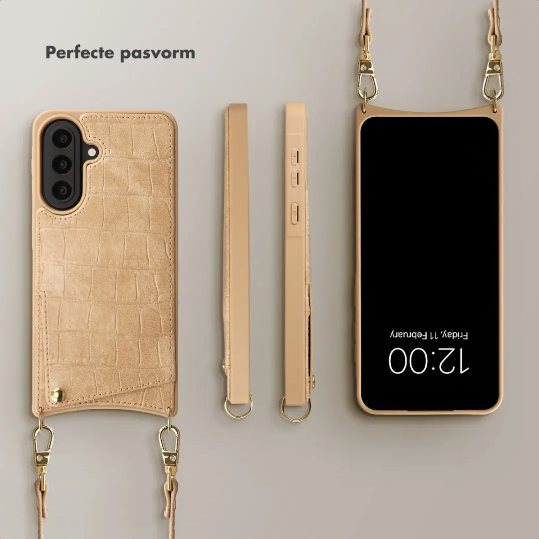 Selencia Croco Backcover Samsung Galaxy A57 - 2 Pasjes - Toasted Almond