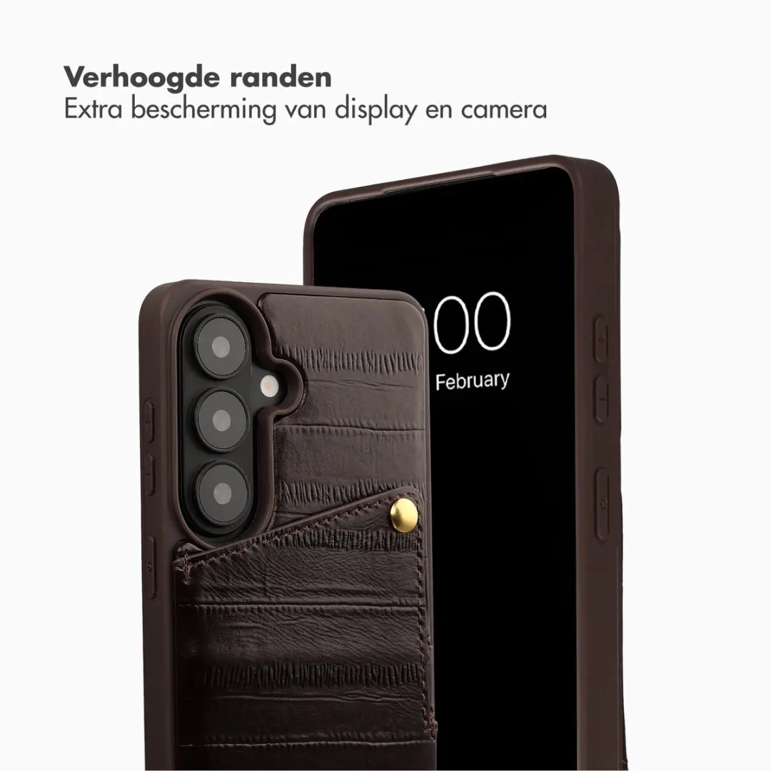 Selencia Hoesje Samsung Galaxy S26 - Real Leather Dark Chocolate - 2 Pasjes