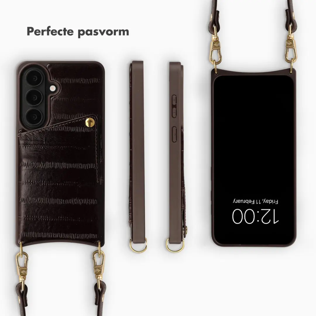 Selencia Hoesje Samsung Galaxy S26 - Real Leather Dark Chocolate - 2 Pasjes