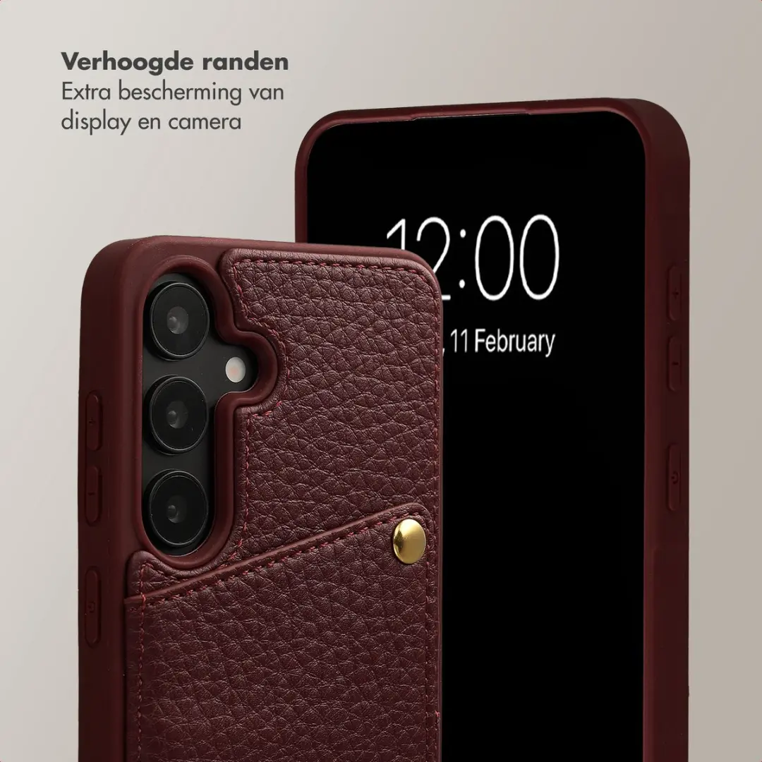 Selencia Hoesje Samsung Galaxy S24/S25 - Backcover met koord & pashouder - Bold Burgundy