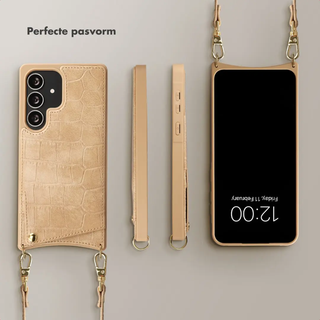 Selencia Croco Backcover Hoesje S25 Ultra - Toasted Almond