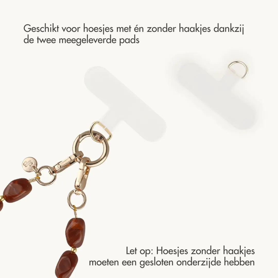 Selencia Universeel Satin Crush Telefoonkoord - Bruin