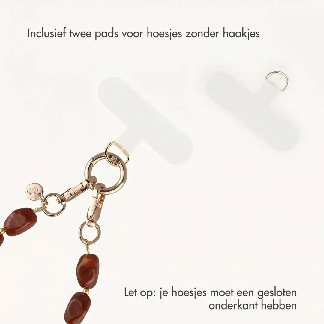 Selencia Universeel Satin Crush Telefoonkoord - Bruin