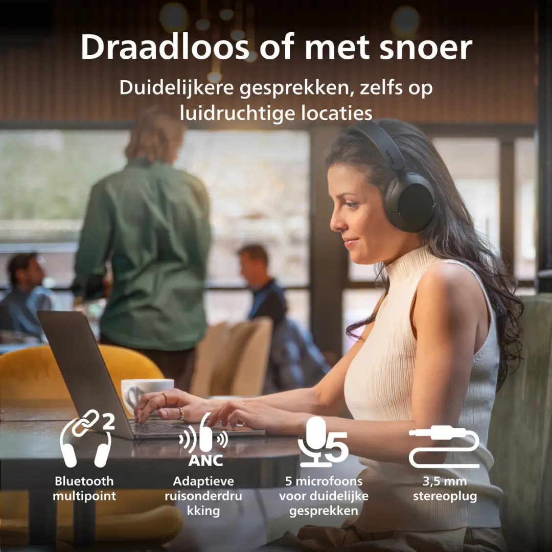 Philips TAH6000BK Over-Ear Hoofdtelefoon - 80u Afspeeltijd - Zwart