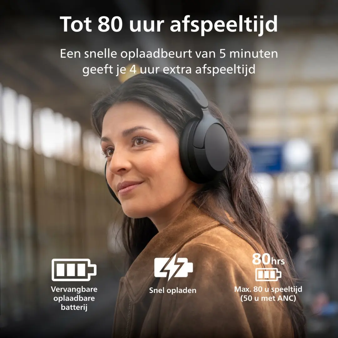 Philips TAH6000BK Over-Ear Hoofdtelefoon - 80u Afspeeltijd - Zwart