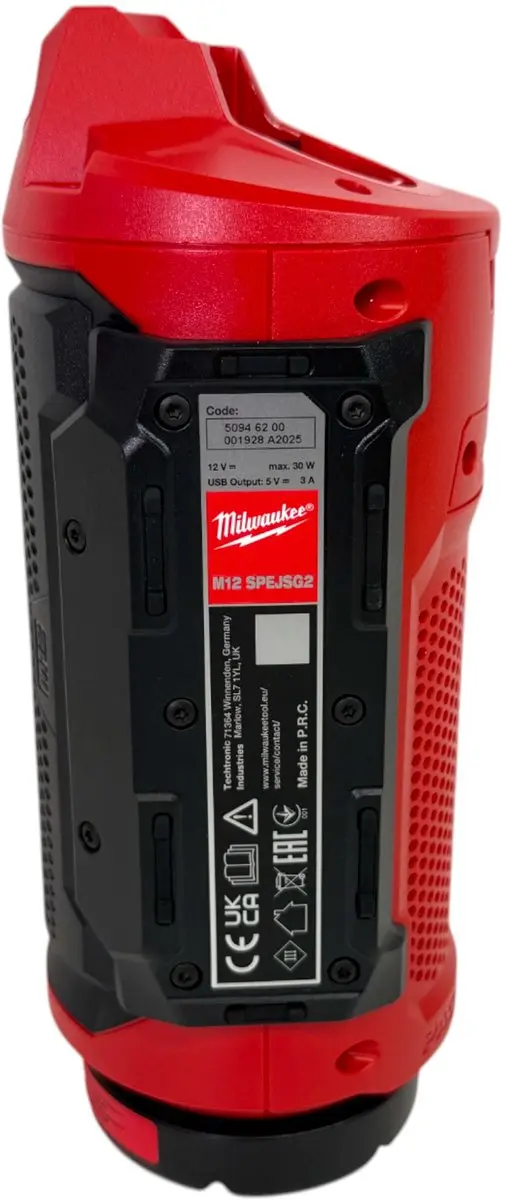 Milwaukee M12 SPEJSG2-0 Bouwplaatsluidspreker 12V - Rood/Zwart