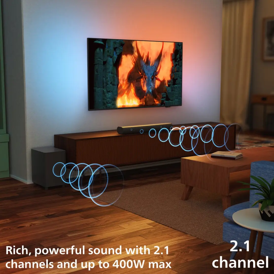 Philips TAB6100/10 Soundbar 2.1 - 80W - Grijs