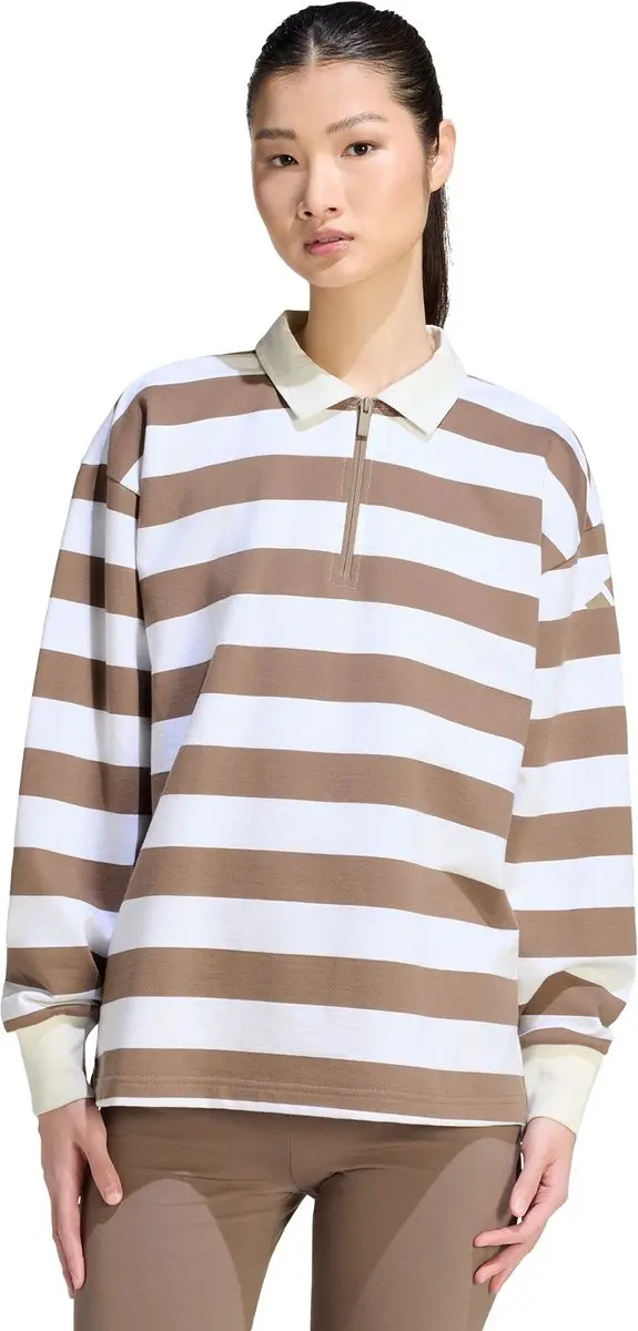 adidas Sportswear Essentials Contemporary French Terry Polo Lange Mouwen - Beige XXL