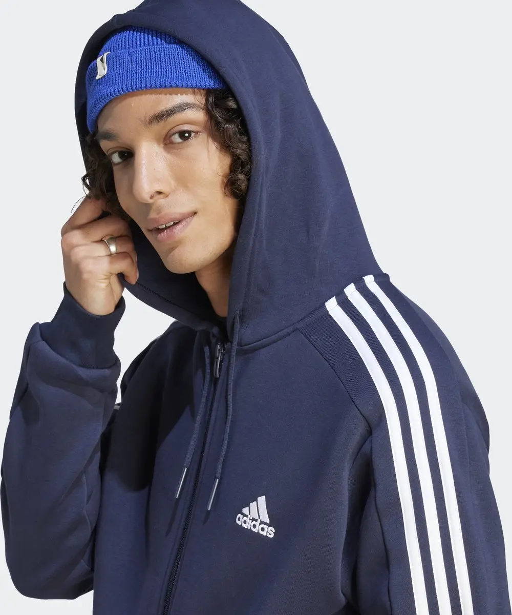 adidas Sportswear Essentials Fleece 3-Stripes Ritshoodie - Heren - Blauw XL